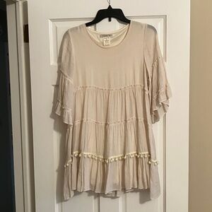 Elegant Cream Ruffle Tunic